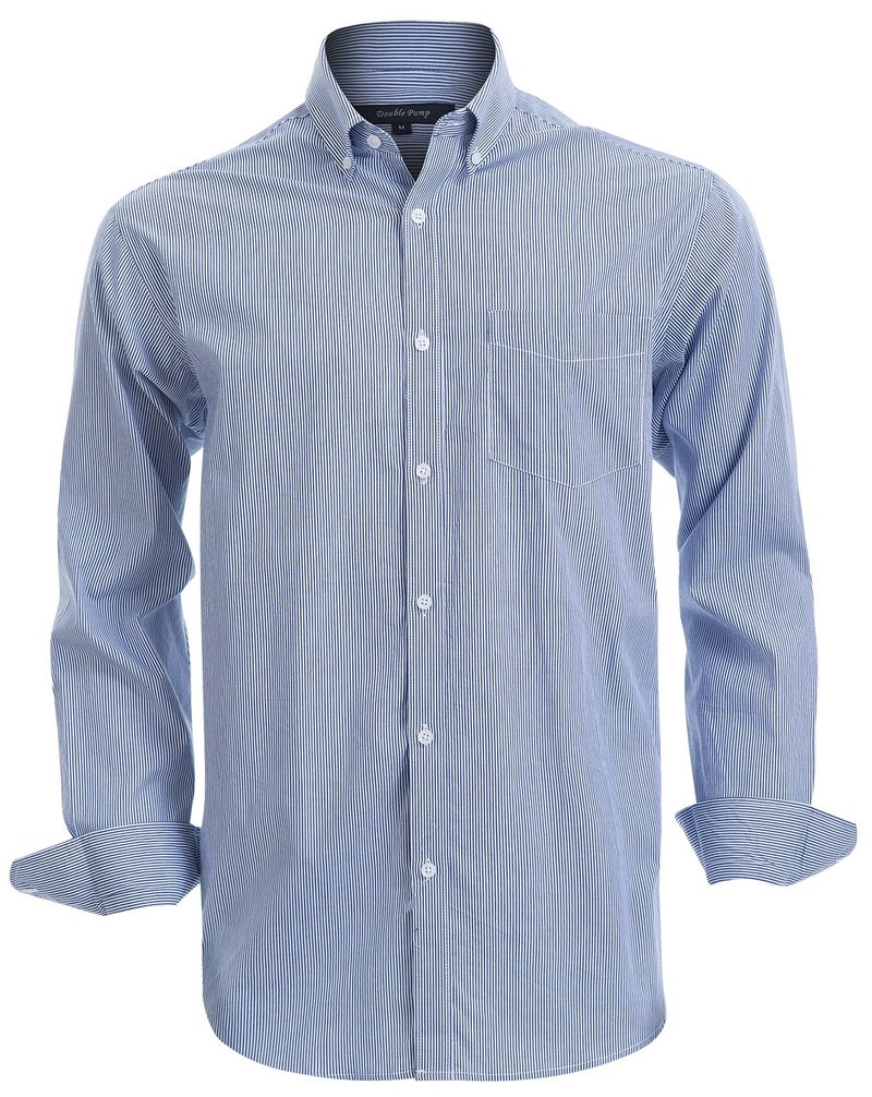 Double Pump Mens Button Down Shirts Cotton Long Sleeve Shirts Regular Fit(SL20B,L) - Image 1